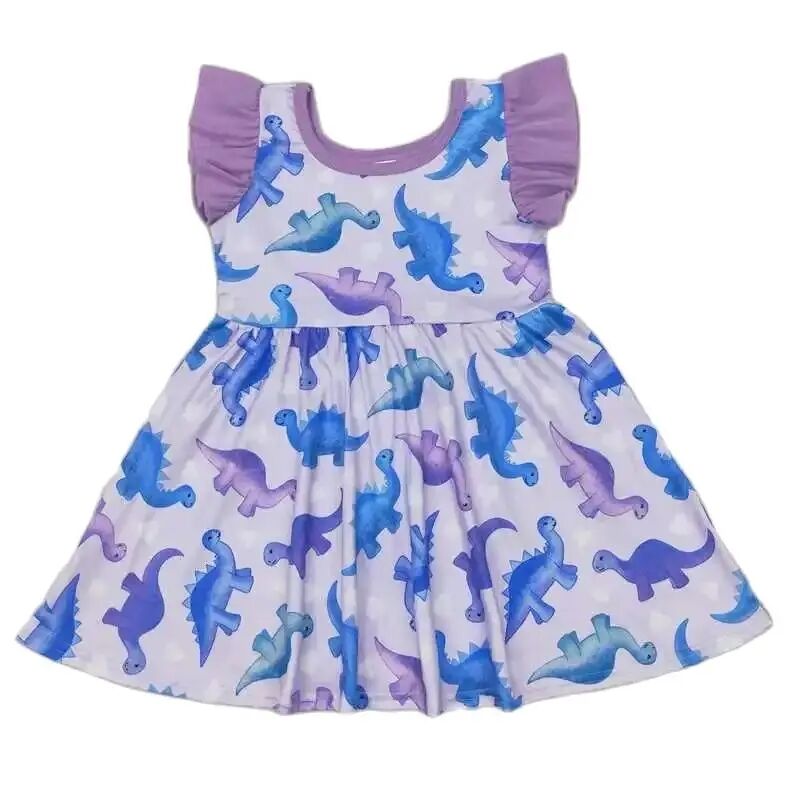 DINOSAUR - Girls Dress Flutter Ruffle Kids Clothing