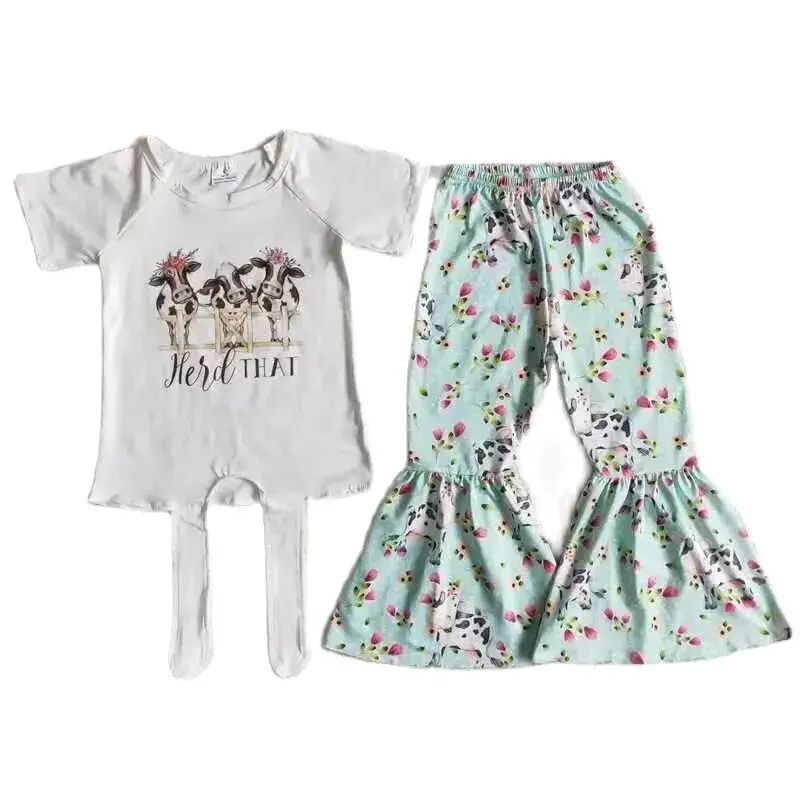 Herd That Floral Cow -Western Bell Bottom Outfit Kids