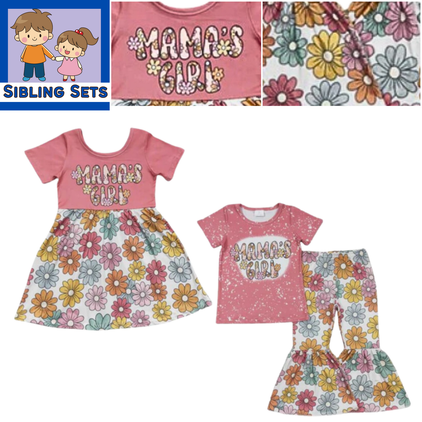 Groovy Floral MAMA'S GIRL Pink Daisy Outfit - Kids