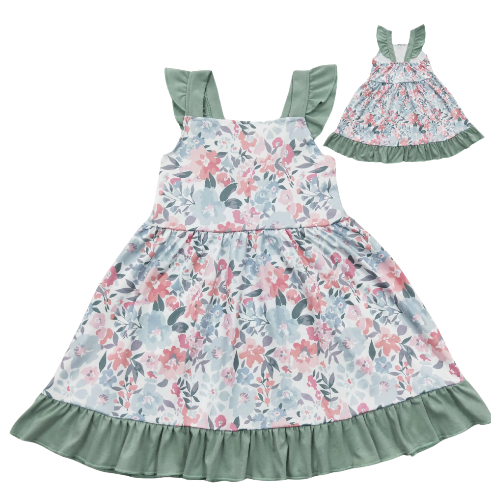 Floral Dress Sage Floral - Kids Clothing