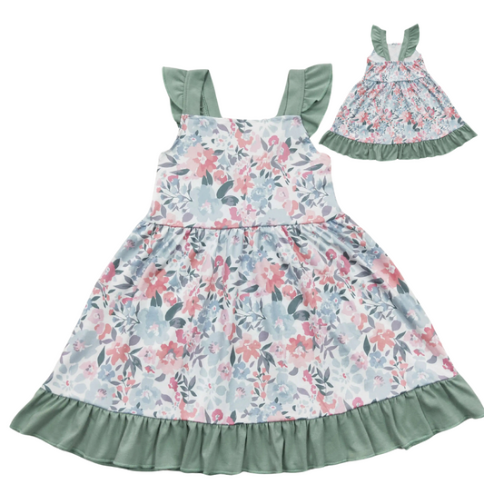 Floral Dress Sage Floral - Kids Clothing