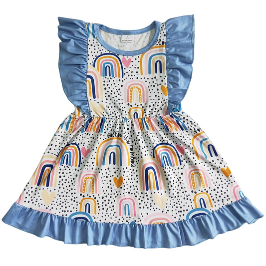 Colorful Dress Rainbow Ruffle Accent - Kids Clothing