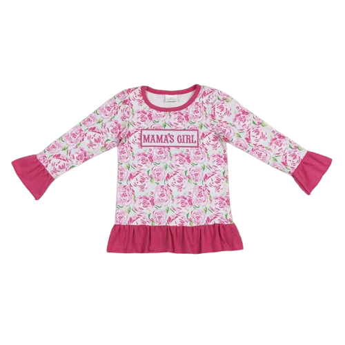 Floral Mama's Girl Outfit Ruffle Shirt -Kids Clothing