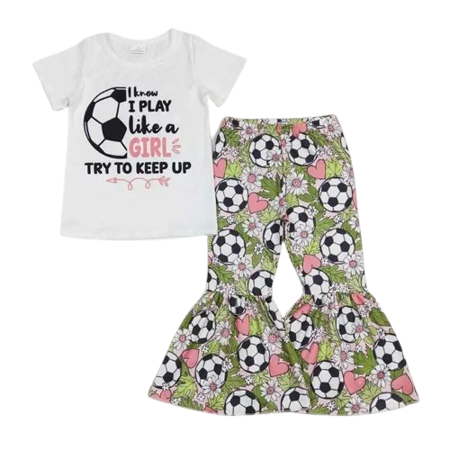 Soccer Like a Girl - Western Bell Bottom Outfit Kids Girl