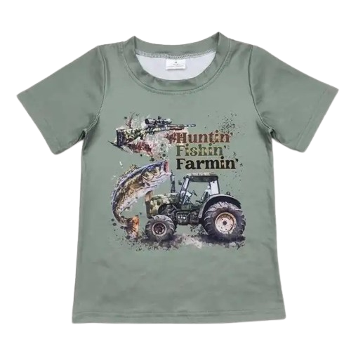 Hunting Fishing Farming Boys Western Shirt - Kids Clothes