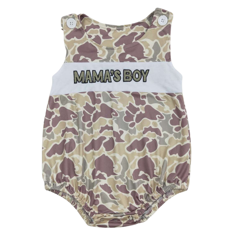 CAMO-MAMA'S BOY Sleeveless Button Shoulder Romper