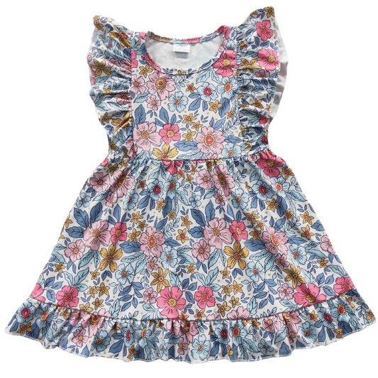 Floral Dress Delightfully Dainty Flutter Sleeve Kids