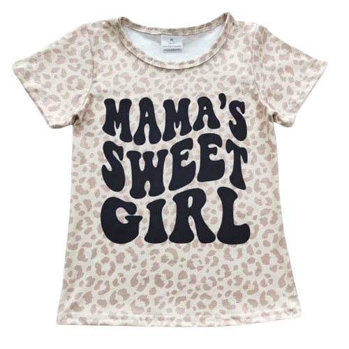 Girls Shirt - Mama's Sweet Girl Western Leopard Print