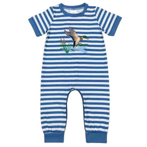 Western Baby Romper Peaceful Ducks Striped Romper