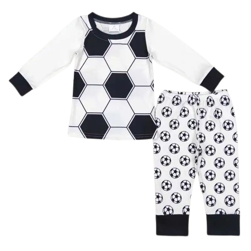 Long Sleeve Black & White Soccer Shirt & Pants - Kids