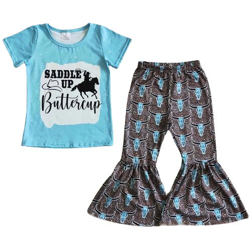 Saddle Up Buttercup - Western Bell Bottom Outfit Kids Girls