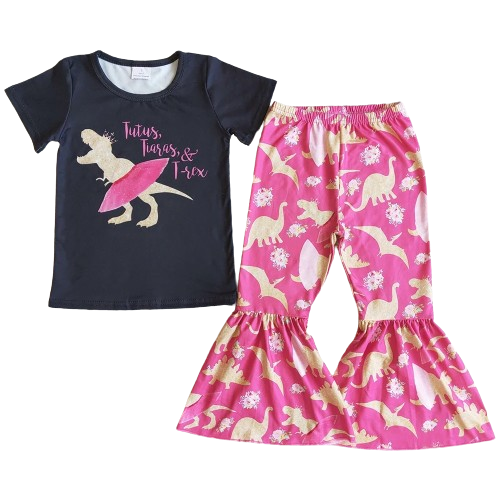 Pink Dinosaur Dancer Western Bell Bottoms Outfit Kids