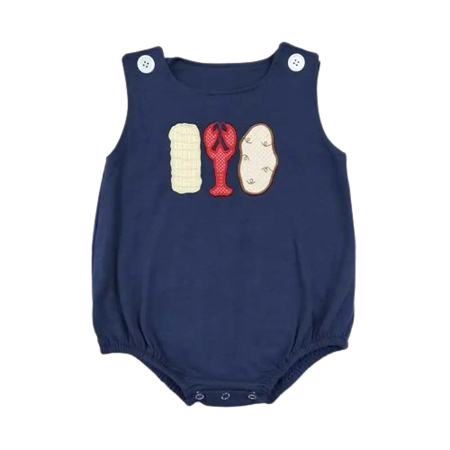 CORN LOBSTER POTATOES Sleeveless Button Boys Romper