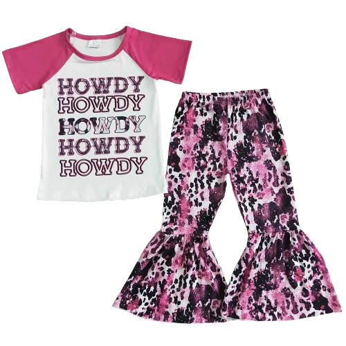 Howdy Cow Leopard -Western Bell Bottom Outfit Kids