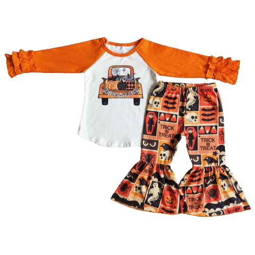 Trick or Treat - Girls Halloween Autumn Bell Bottoms Outfit