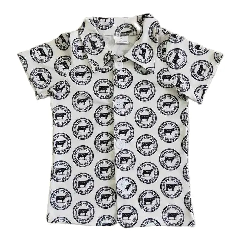 Black White Cow Print Farm - Boys Clothing - Back To School