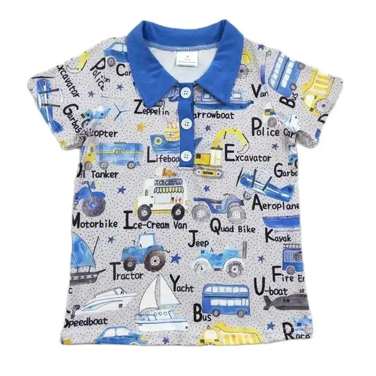 Vehicle ABCs Boys Western Button Up Shirt - Kids Clothes