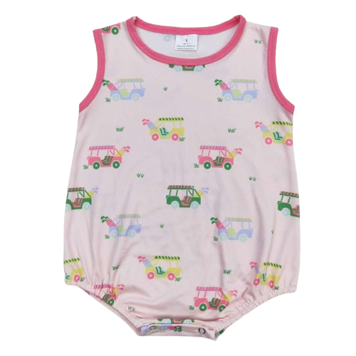 Whimsical Baby Romper Girls Golf Cart - Baby Clothes