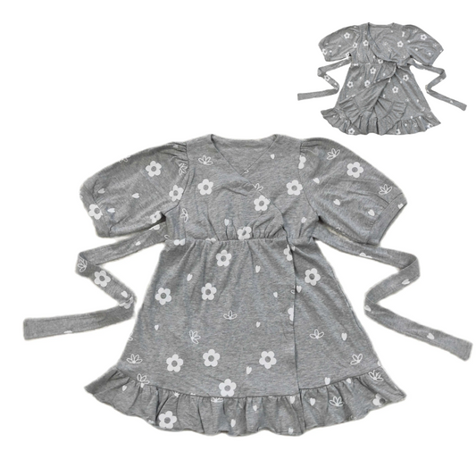 Floral Dress Dreamy Gray Floral Wrap - Kids Clothing