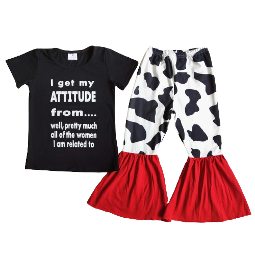 My Attitude Cow - Western Bell Bottom Outfit Kids Clothing