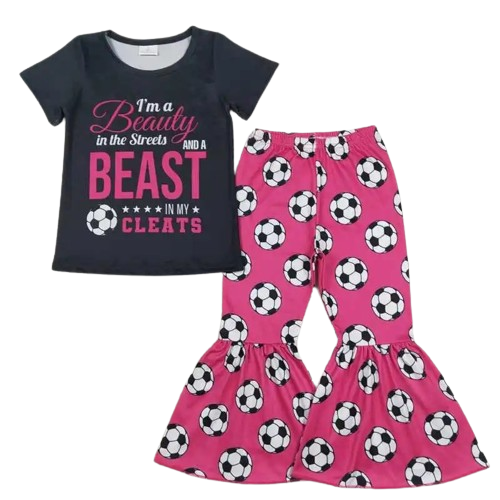 Soccer Beauty Beast -Western Sunflower Bell Bottoms Set Kids