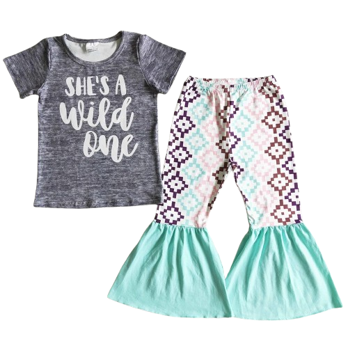 Wild One Geo Aztec - Western Bell Bottoms Outfit Kids