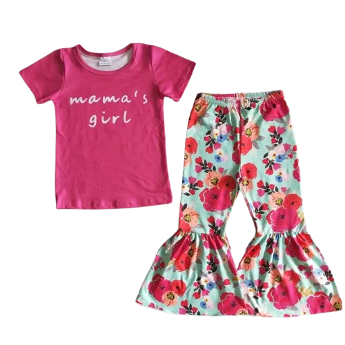 Mama's Girl Floral - Western Bell Bottom Outfit Kids Girls