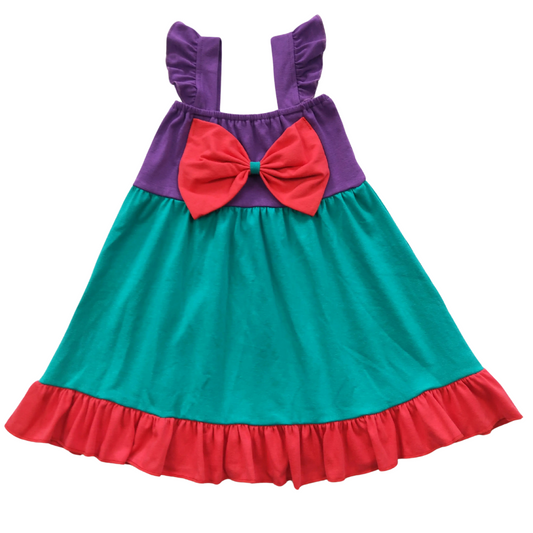 Colorful Dress Multicolor Princess Flutter Sleeve - Kids