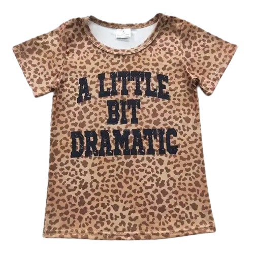 Girls Short Sleeve Shirt - Little Bit Dramatic Leopard Print