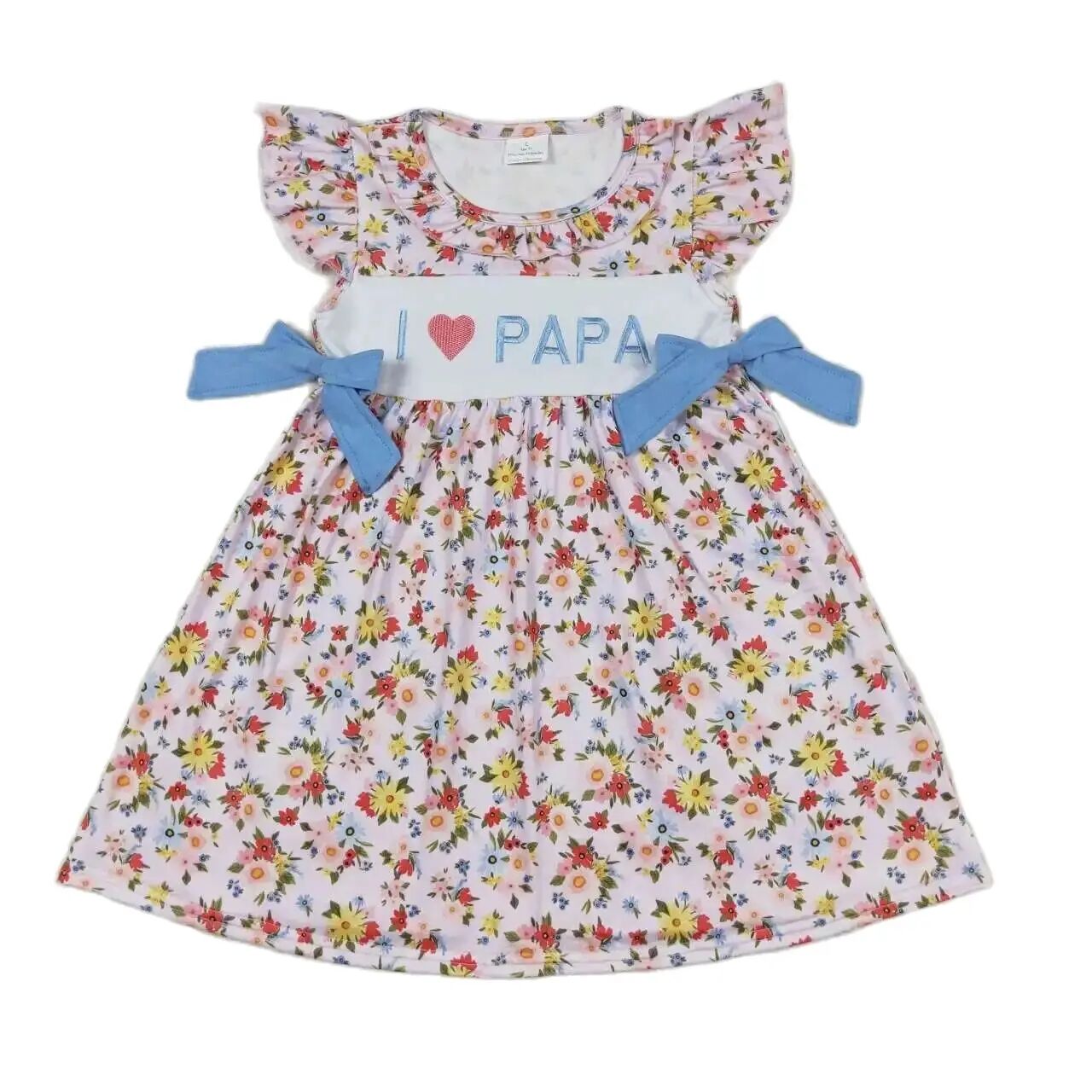 Floral Dress I Love Papa Flutter Sleeve Kids Clothes