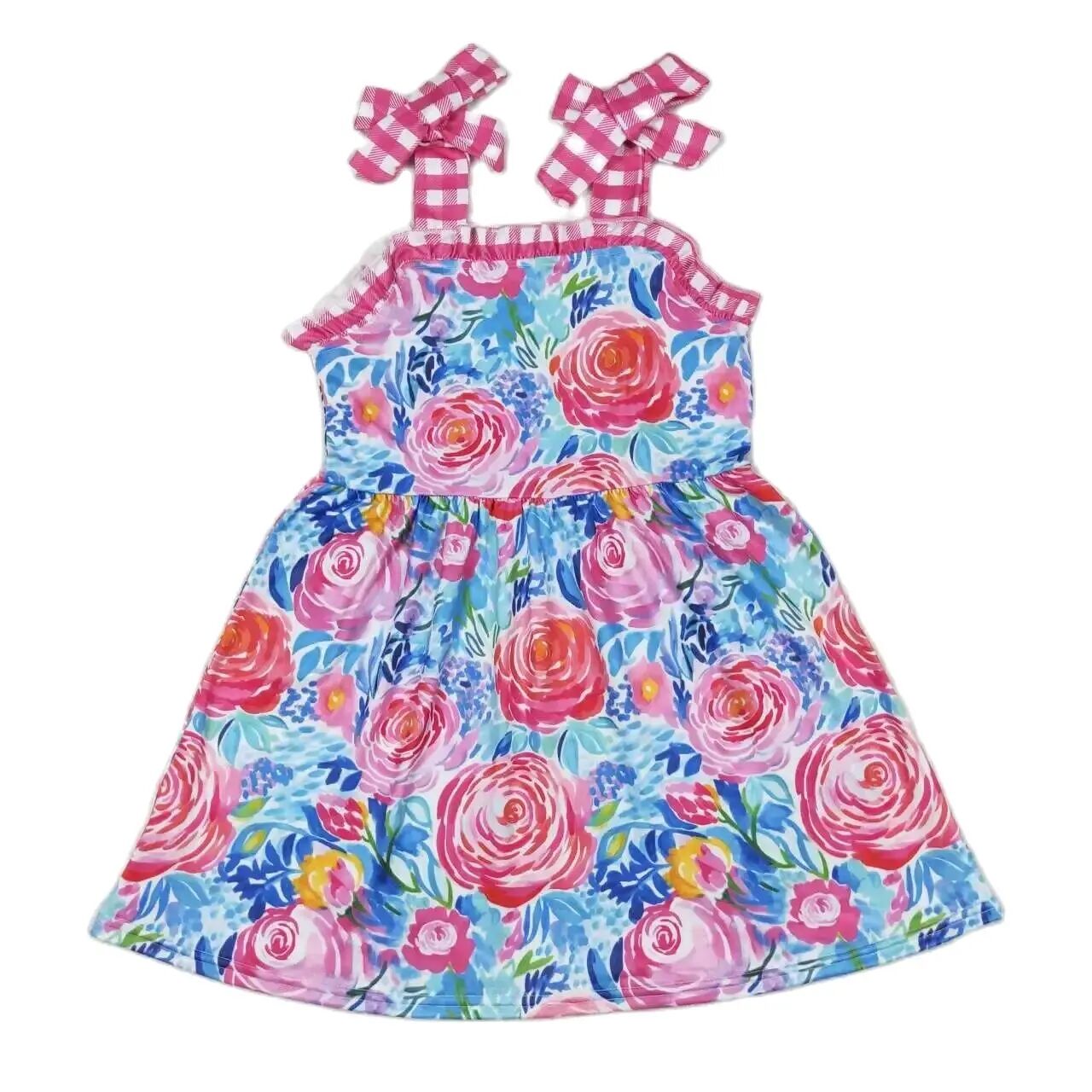 Floral Dress Spaghetti Straps Watercolor Kids Clothes