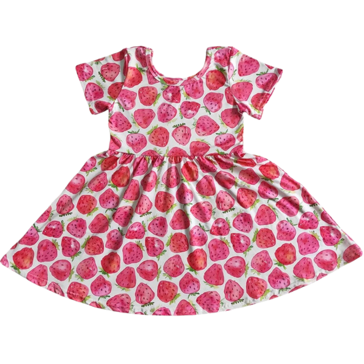 Girls Dress - Strawberry Twirly Pink Kids Clothing