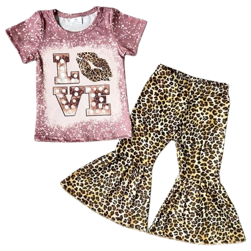 LOVE Kiss Leopard - Western Bell Bottom Outfit Kids