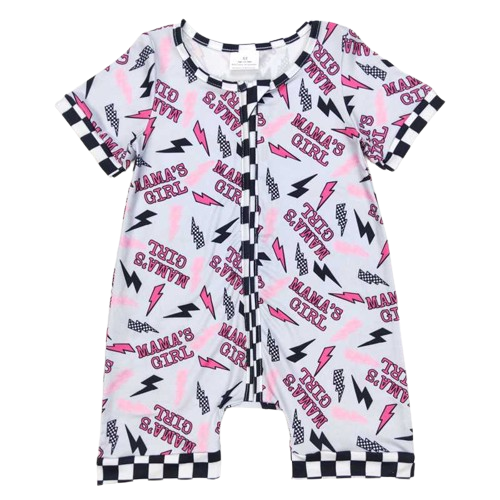 MAMA'S GIRL Lightening Raceway Short Sleeve Short Jumpsuit