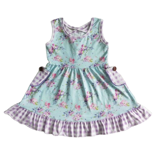 Floral Dress Mint & Purple Floral - Kids Clothing