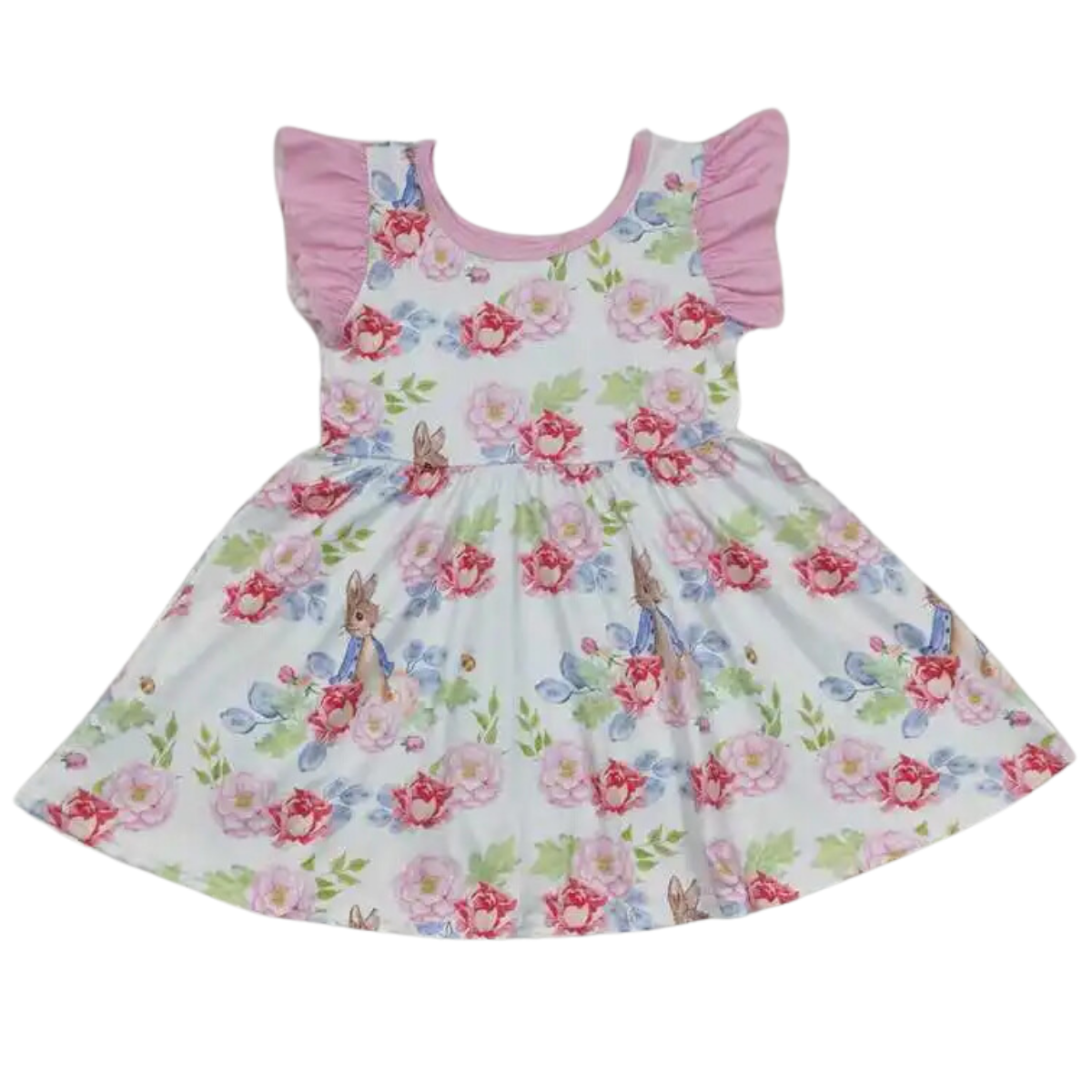 Floral Dress Pink Floral Flutter Sleeve Twirly - Kids