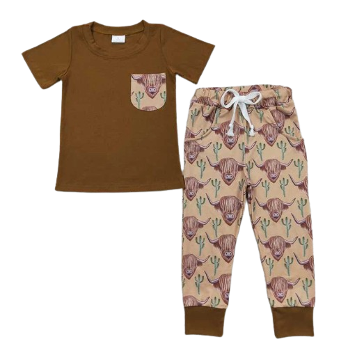 Steer Skull Short Sleeve Shirt & Pants Loungewear Set