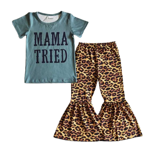 Mama Tried Leopard - Western Bell Bottom Outfit Kids Girls