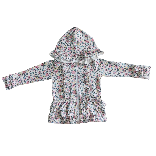 Girls Hooded Zip-Up Leopard Western Shirt - Kids Clothes