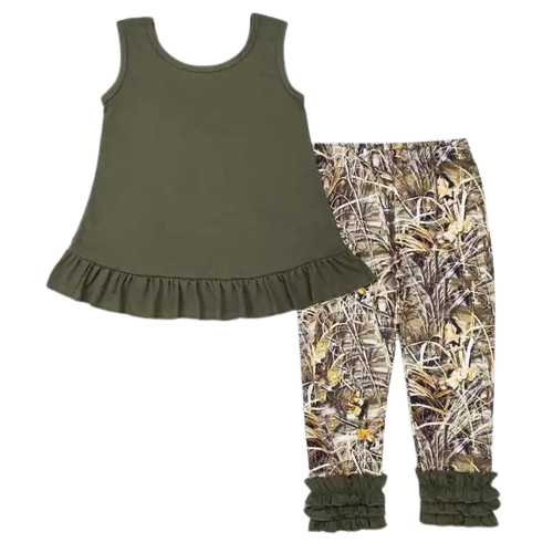 Girls Icing Ruffle Pants Outfit Western Camo Ruffle Tank