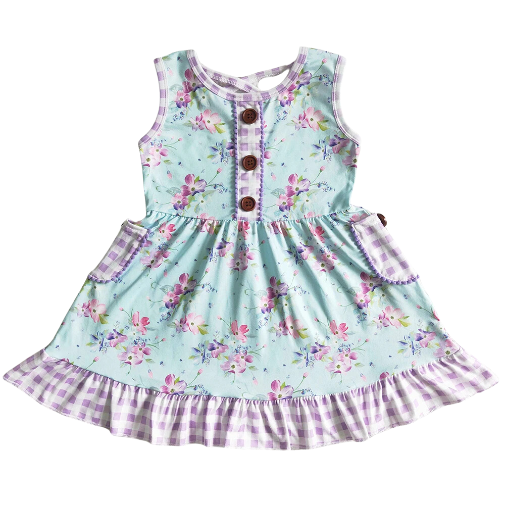 Floral Dress Mint & Purple Floral - Kids Clothing