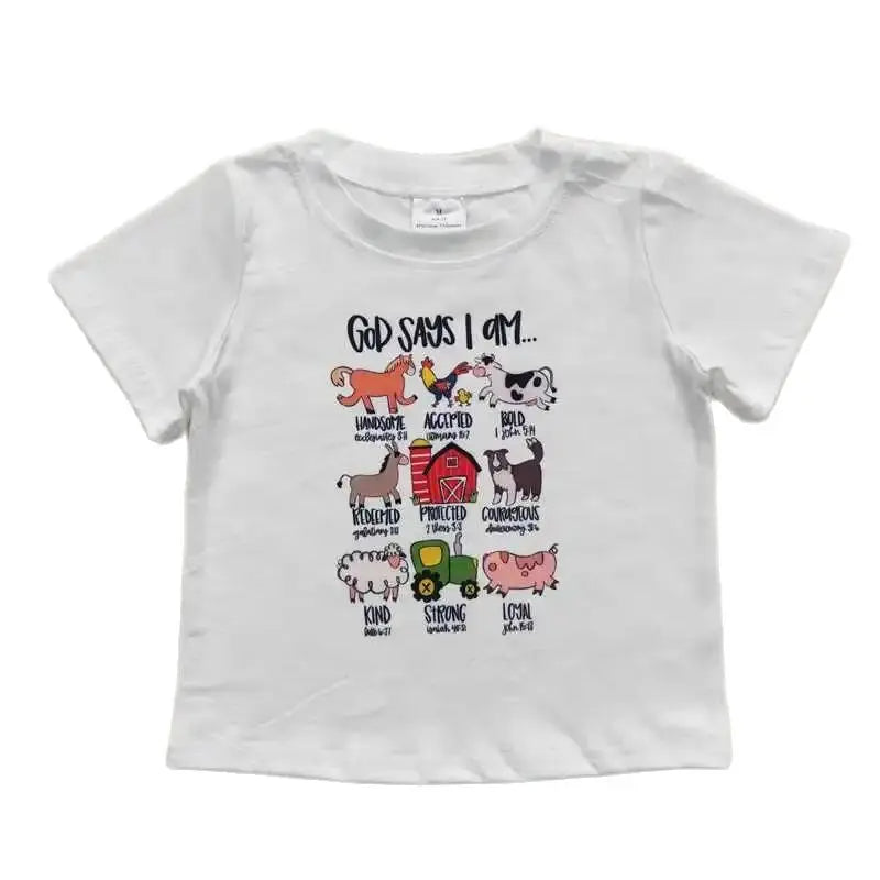 God Says Farm Animals Western Shirt - Kids Clothes