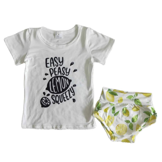 SALE - Easy Peasy Lemon Squeezy Top&Lemon Print Baby Bummies