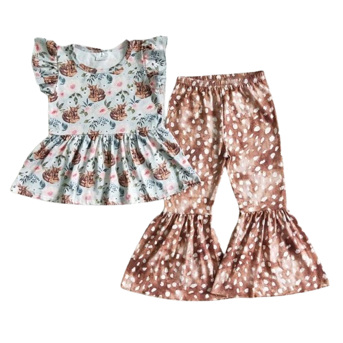 FLORAL DEER - Western Bell Bottoms Outfit Kids