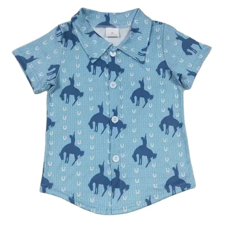 Blue Cowboy Horse Western - Boys Clothing - Back To School