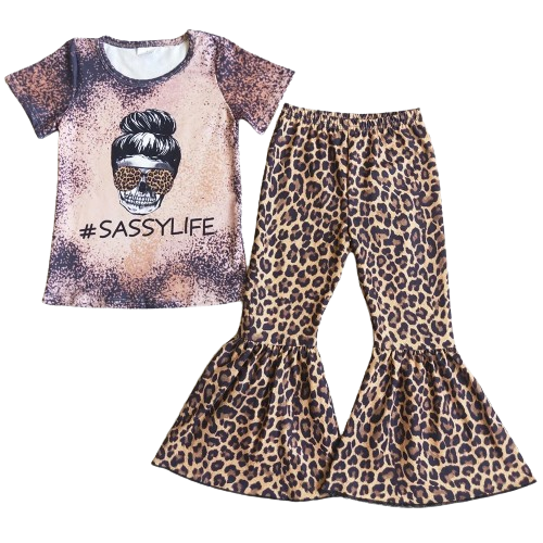 Sassy Life Leopard - Western Bell Bottoms Outfit Kids