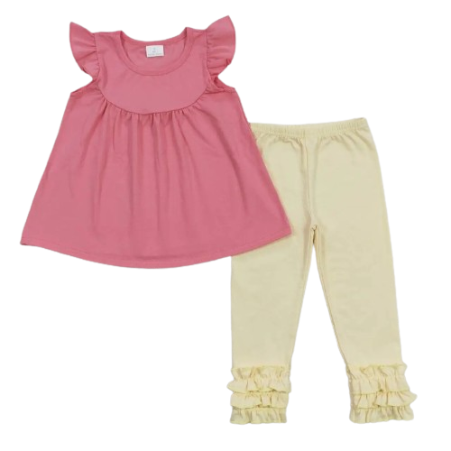 Pink Flutter Sleeve Tunic & Icing Pants Outfit Kids