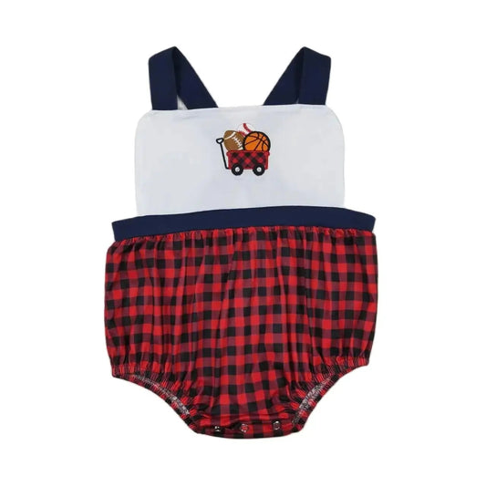 SPORTS WAGON Navy/Red Check Boys Sleeveless Romper