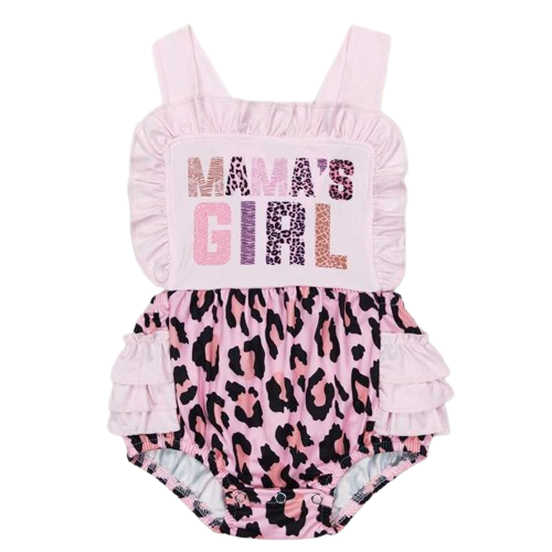 Pink Leopard Print MAMA'S GIRL Baby Girl Romper