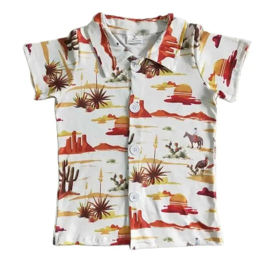 Western Sunset Cactus Shirt - Boys Clothing - Back To School